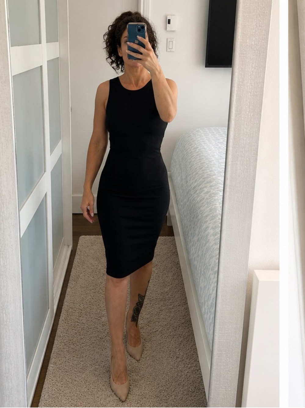 Lulu's Black Scoop-Back Bodycon Midi Dress